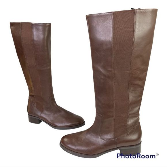 Donald Pliner Buriel 3 Brown Leather Riding Boots Size 10 - Picture 2 of 12